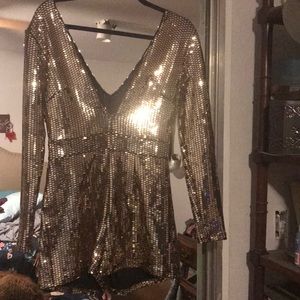 Gold sequin romper